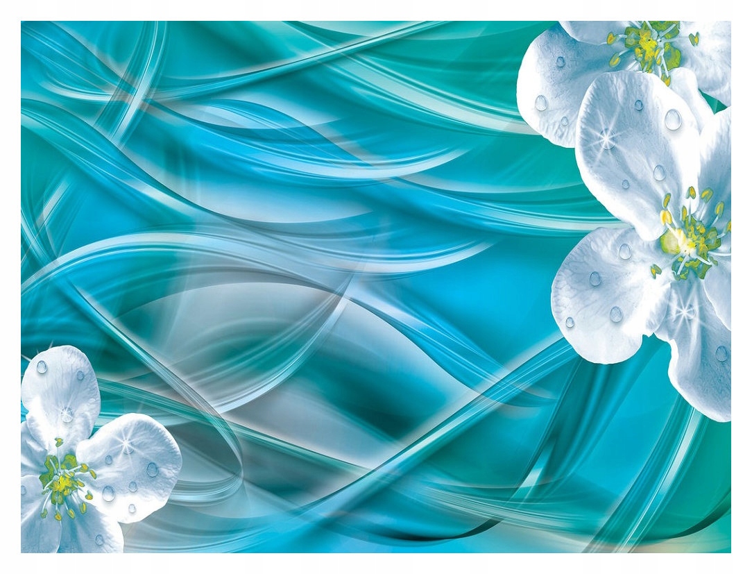 Fototapeta Bílé květy na tyrkysovém pozadí abstrakce 300x210 lepidlo