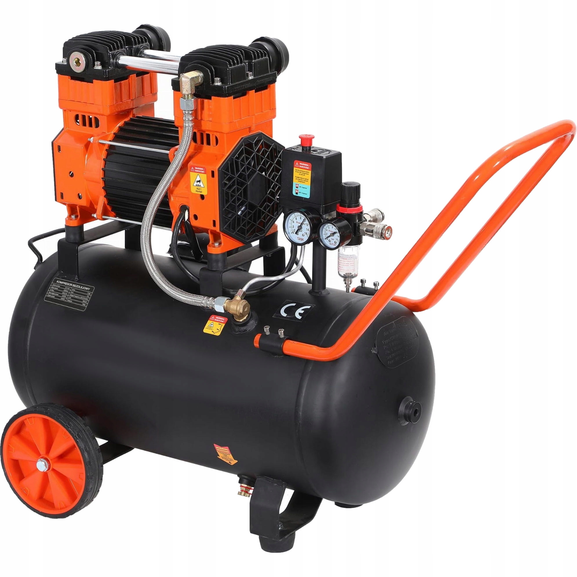 Bezolejový Kompresor 2200 W 10 Bar 50 l Tichý Výkonný Profesionálny