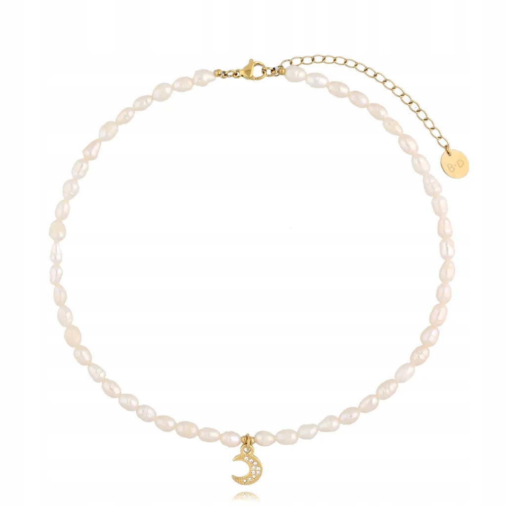 Náhrdelník By Dziubeka zlatý měsíc perla 43 cm