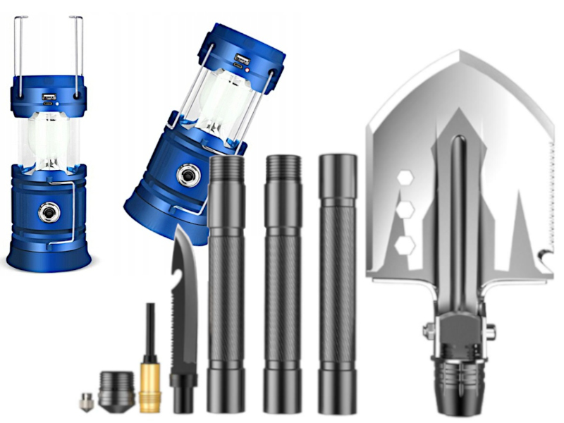 Skládací lopatka Saperka Multitool 12v1 +Lampička