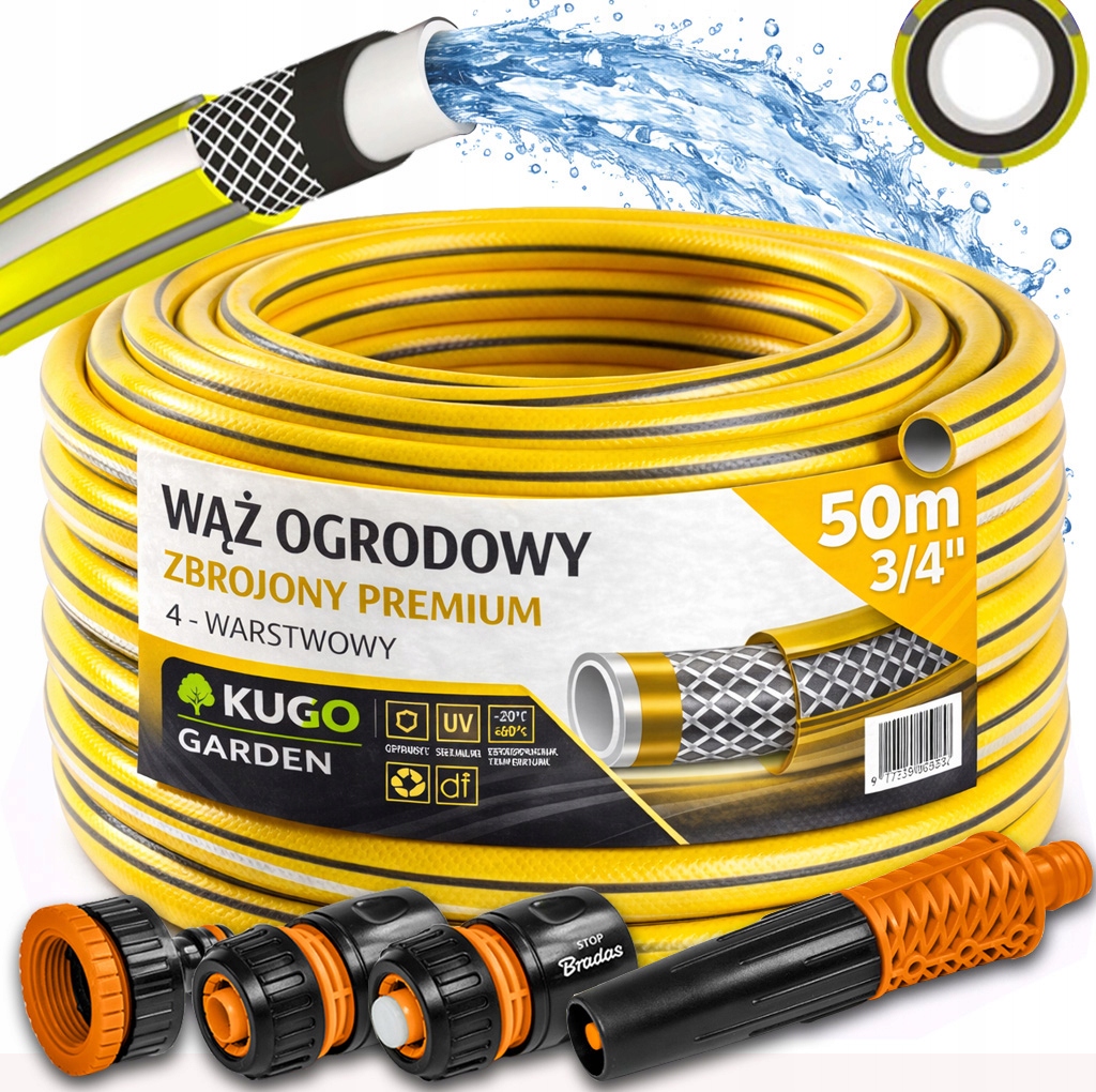Hadice 3/4" 50 m 4 Vrstvy Plus Premium Zavlažovač Set Bradas