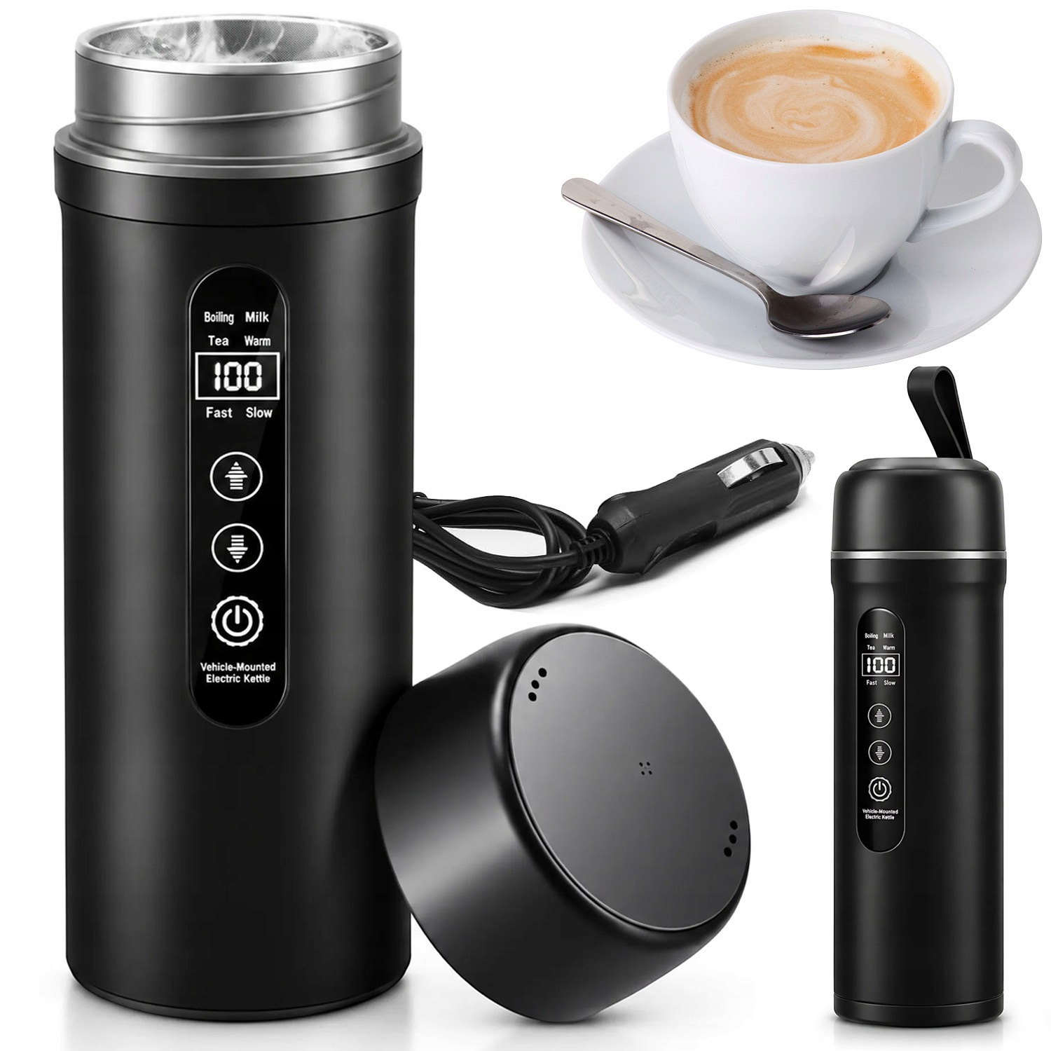 Automobilový Hrnek Na Kávu, Topný Hrnek, Zobrazení Teploty 500 ML