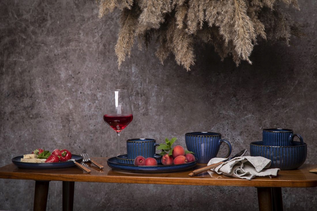 Filiżanka 220 ml ze spodkiem do kawy herbaty Altom Design Reactive Stripes Marka Altom Design