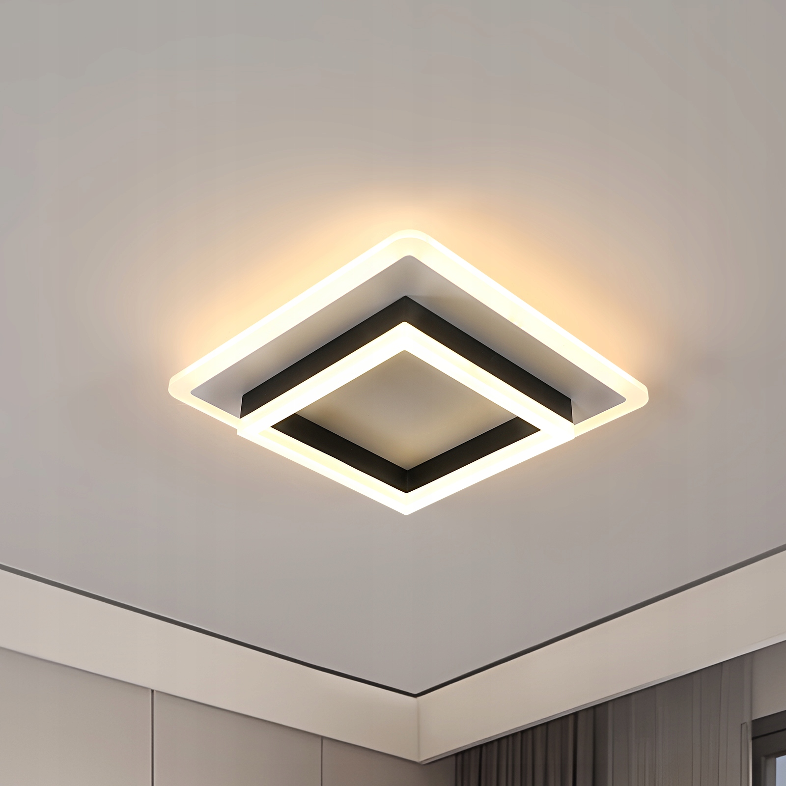 Lampa Sufitowa Plafon Led Kwadrat Czarny Natynkowy 30W 3000K 3300LM