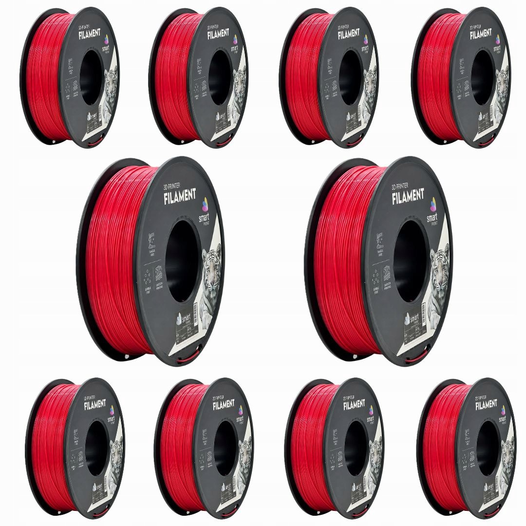 10x Filament Petg Red Czerwony Smart Print 1,75mm 1000g Drukarka 3D