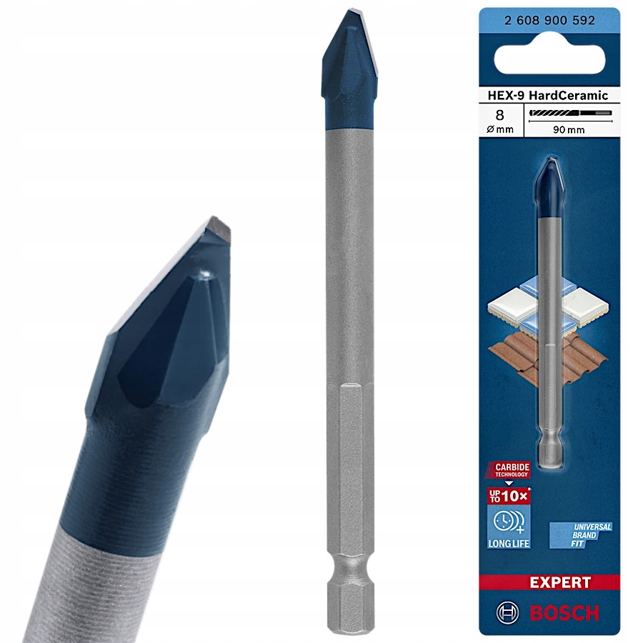 

Bosch Wiertło do ceramiki glazury 8mm x 90mm HEX-9