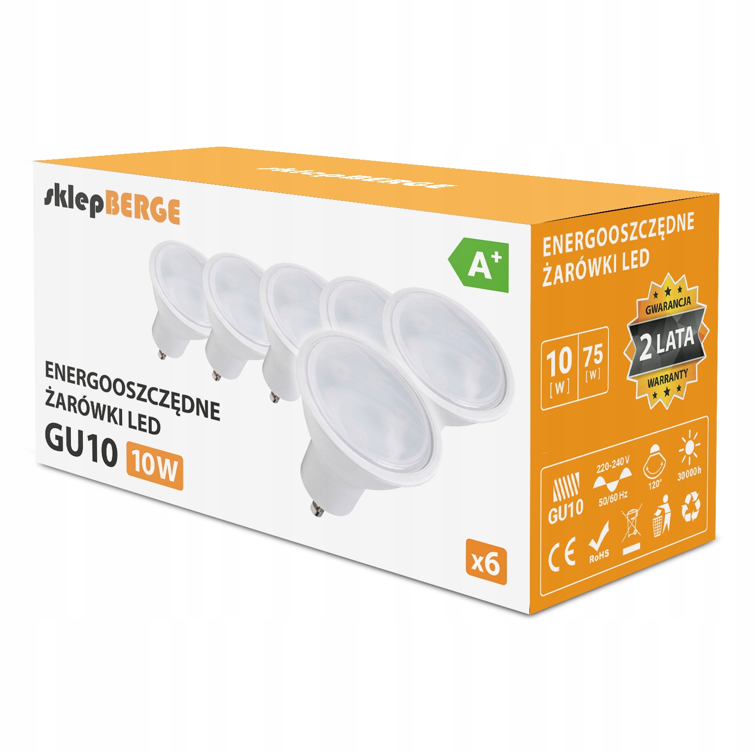 

Żarówka led GU10 10W (Zestaw 6szt)Premium Wydajna