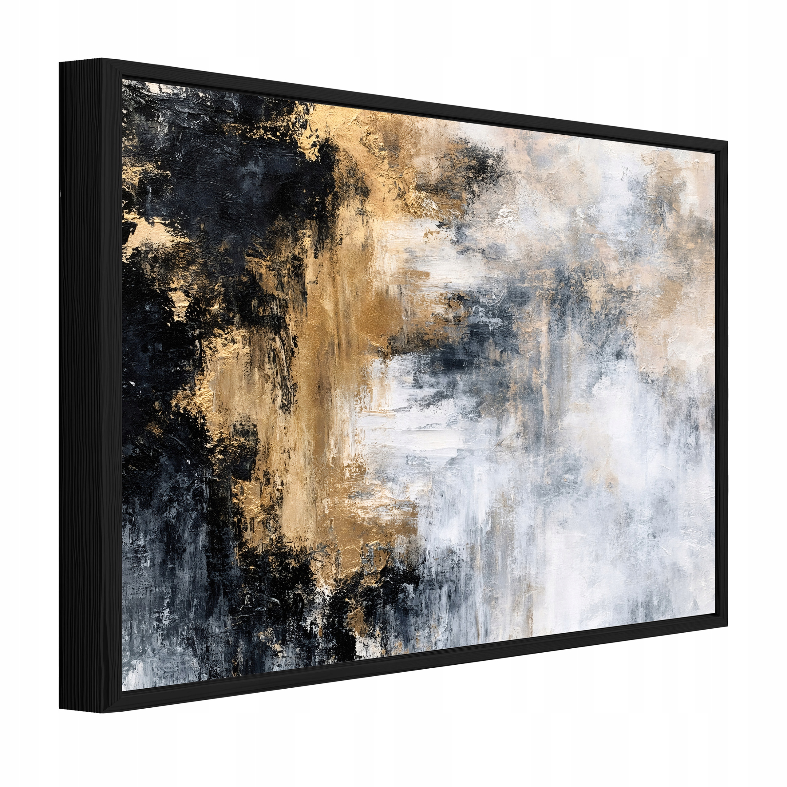 Obraz v rámu na plátně Abstrakce Zlatá Černá Loft Obývací pokoj pro kancelář 120x80