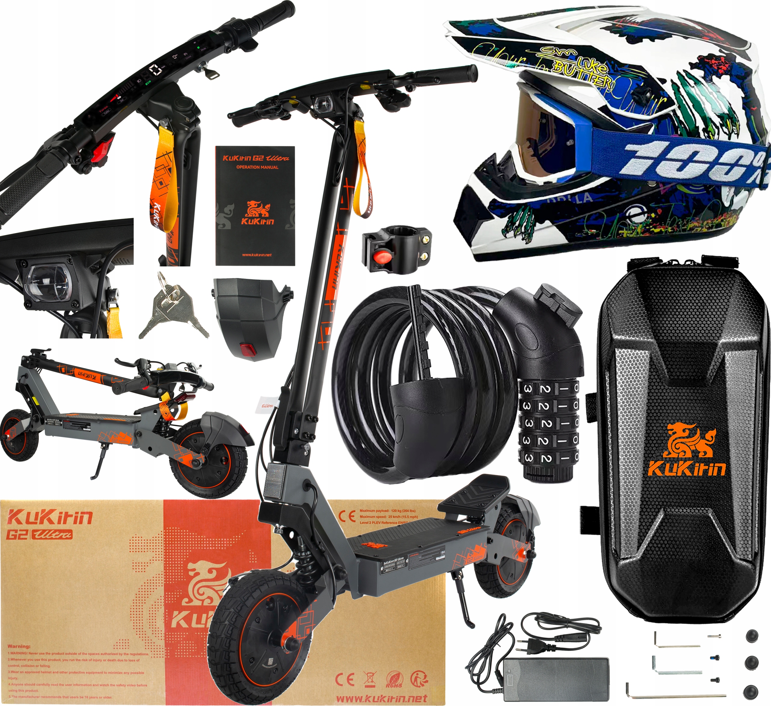 Elektrická vozidla KuKirin G2 Ultra 1600W 48V 18Ah 50KM/H 55KM 3 dárky