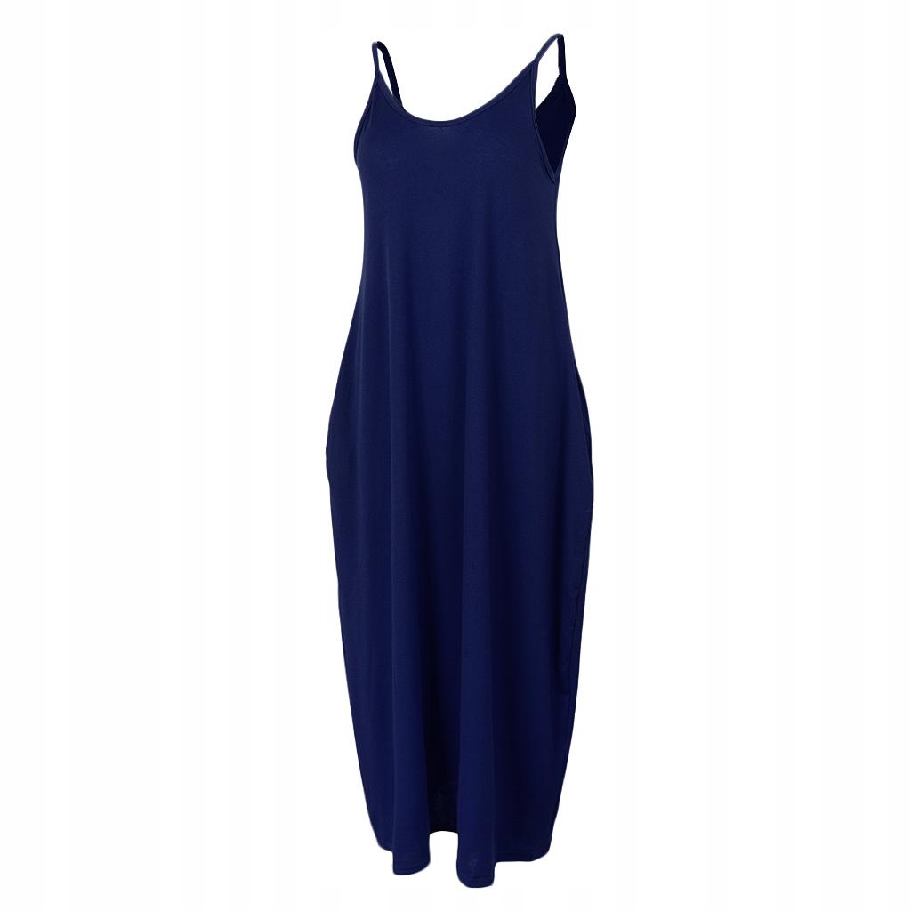 Damska sukienka maxi Spaghetti z paskiem nieb Wzór dominujący mix wzorów