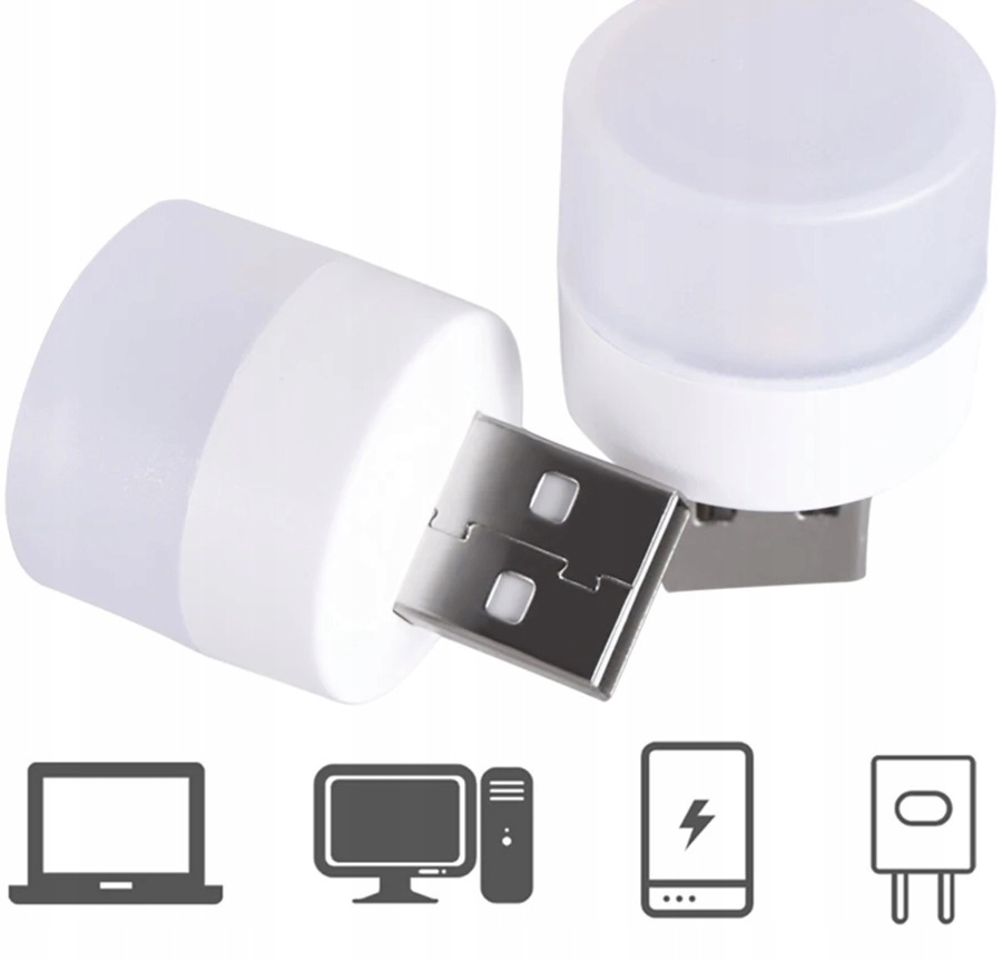 MINI LAMPKA USB 5V 1W Dioda LED WEJŚIE USB LAMPKA NOCNA BIAŁE ŚWIATŁO 1szt.