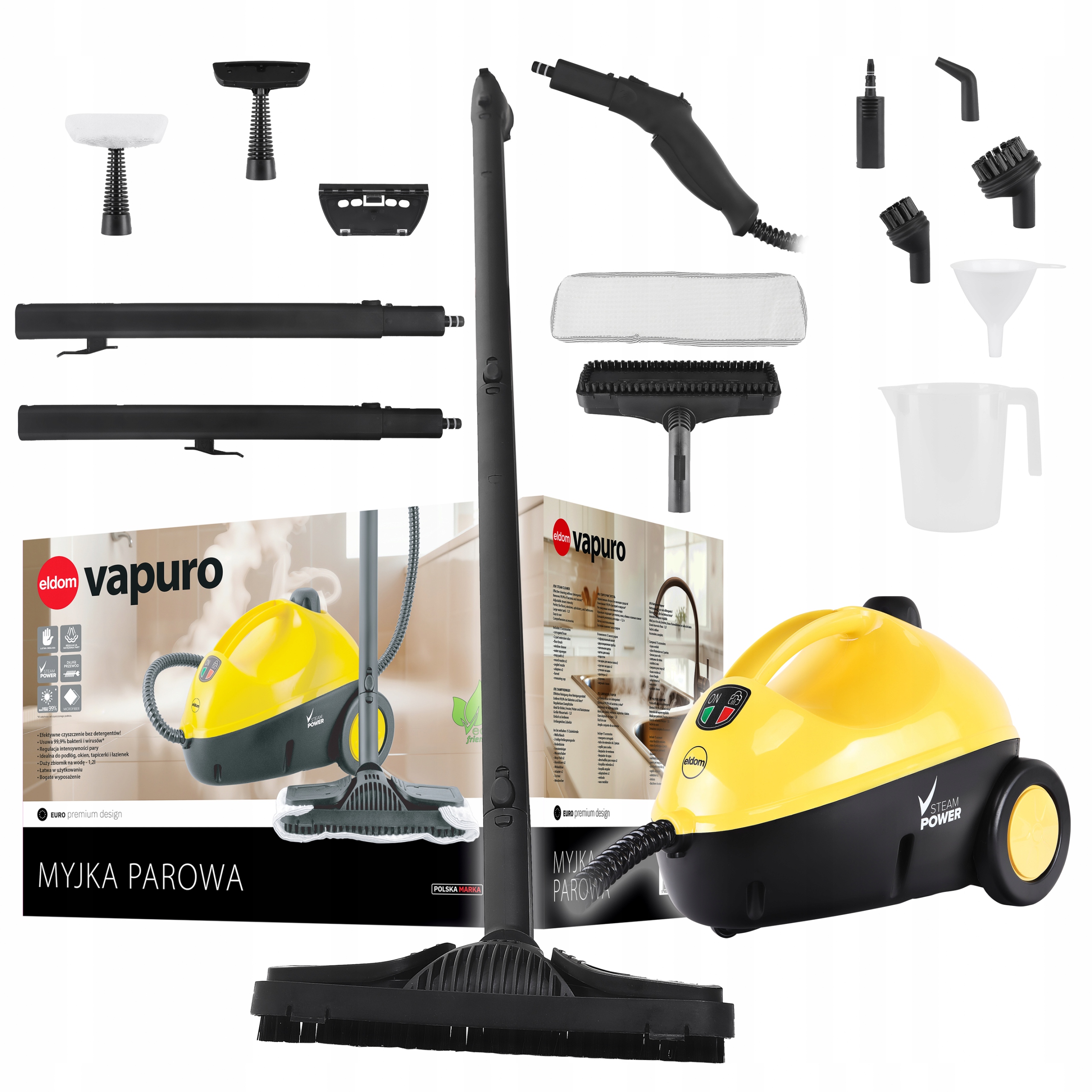 Myjka Parowa Parownica Czyścik Mop Parowy Eldom Zestaw XXL