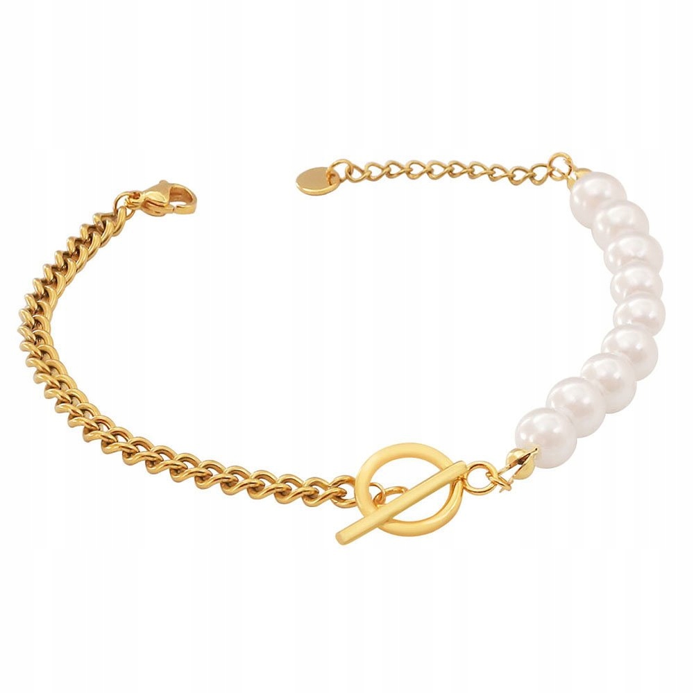 

Bransoletka perły Stal Szlachetna Pozłacana gold