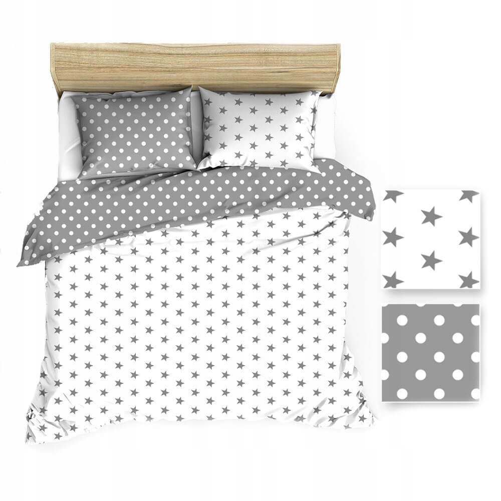 Poszwa 200x220 R009 szara biała gwiazdki grochy 126N 45N