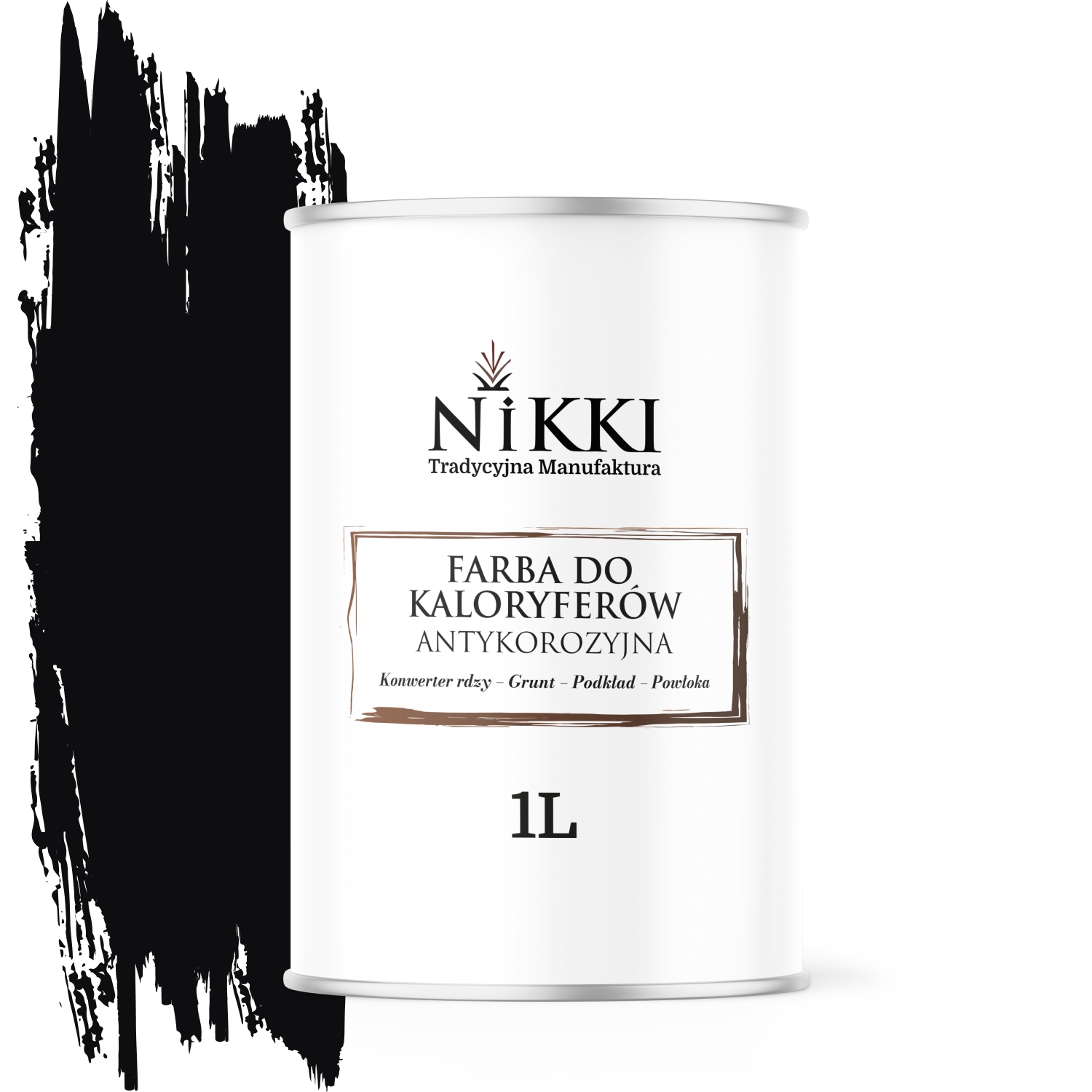Farba do Grzejników Antykorozyjna Odporna 1L Satyna Czarny RAL9005 3w1