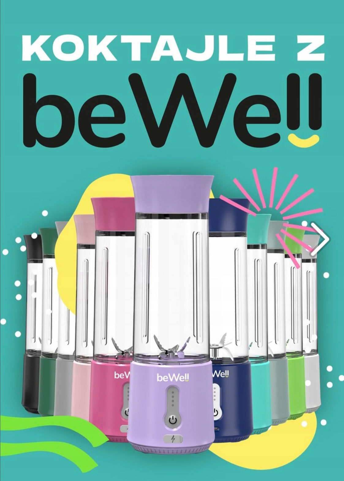 BLENDER BEZPRZEWODOWY beWell DO SMOOTHIE KOKTAJLI Model A7