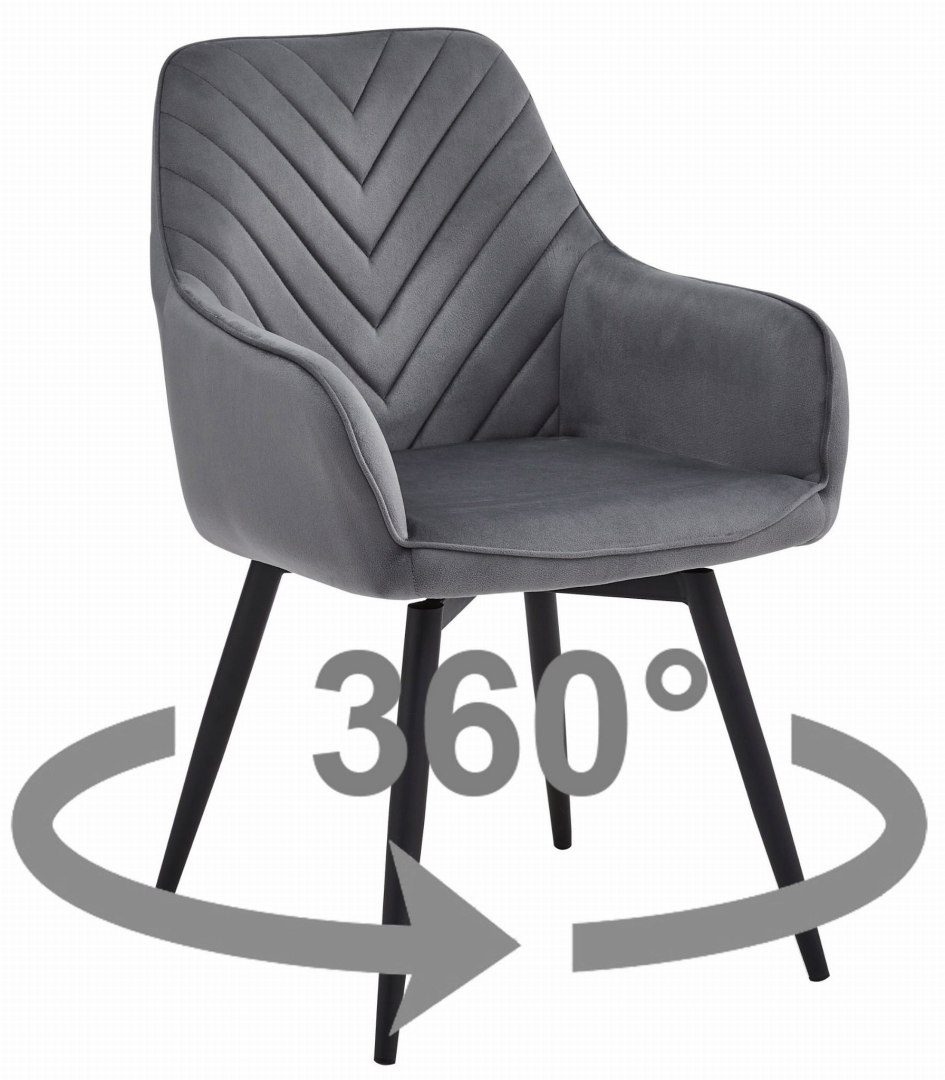 Stolička NANA360 tmavosivý zamat čierne nohy x 1