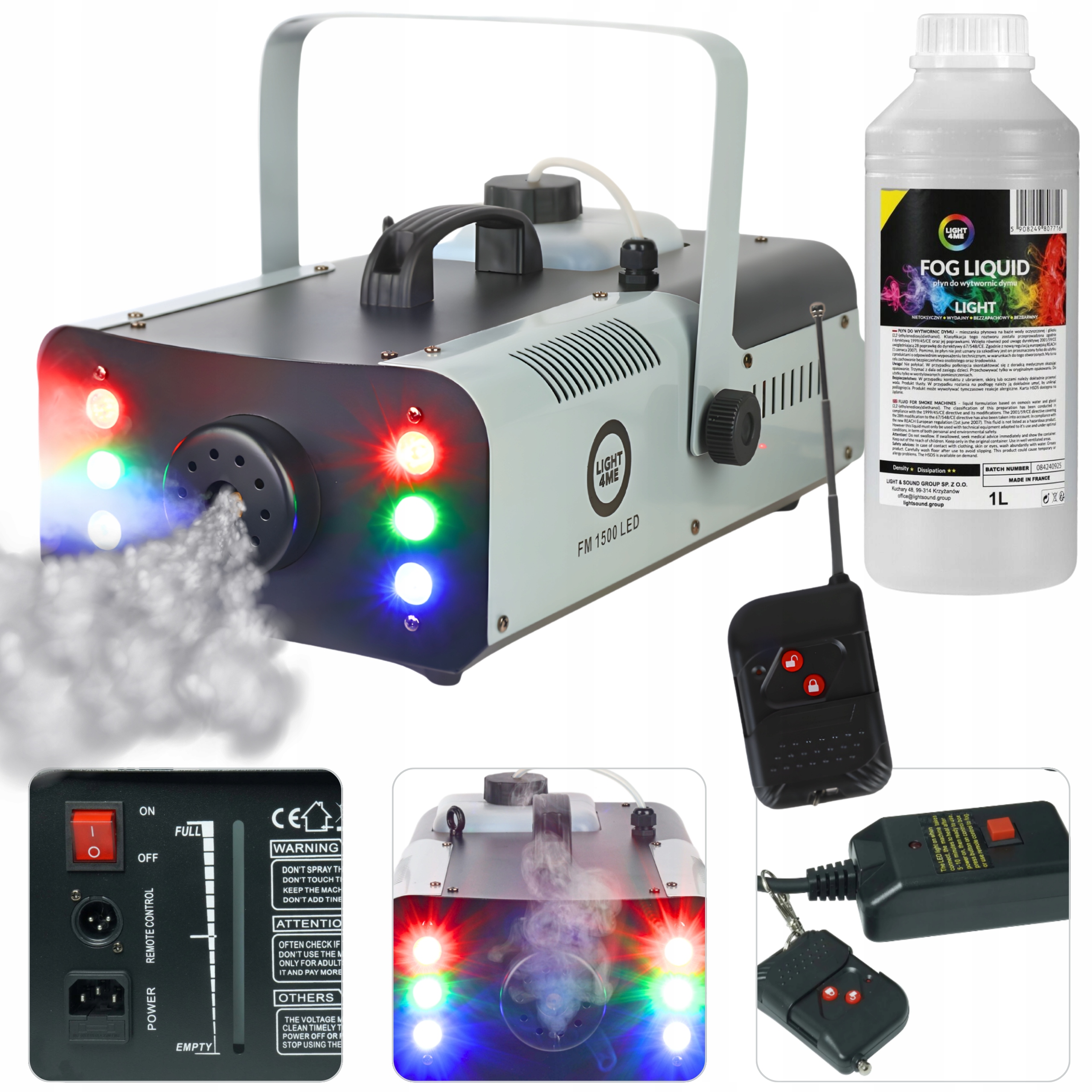 Výrobník Kouře Mlhy Kouřový Stroj 6x1W Rgb 1500W Pilot Kapalina