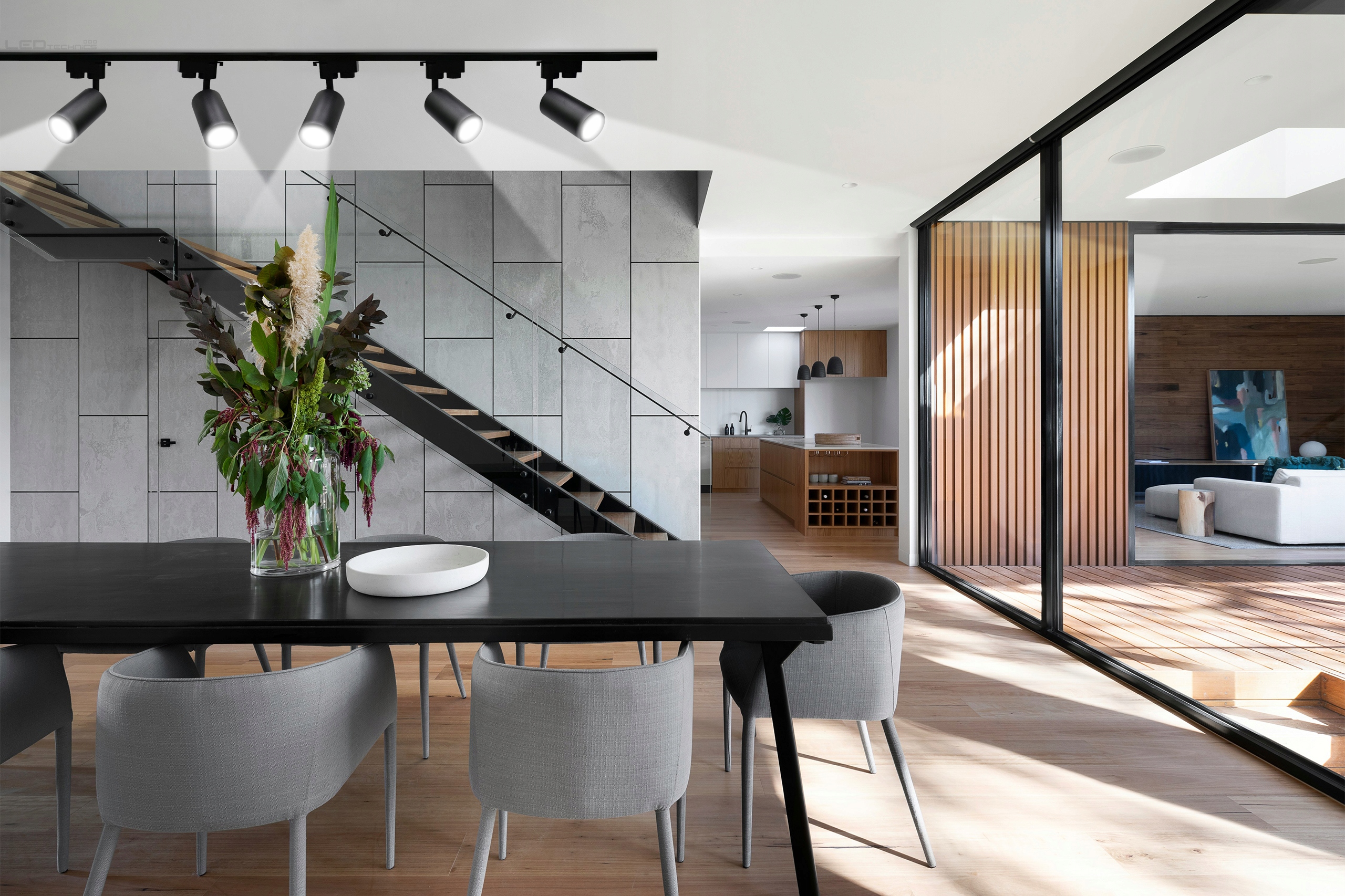 Zestaw 6x SPOT REFLEKTOR RUCHOMY CZARNY NA GU10 + SZYNOPRZEWÓD Szyna 2m Kod producenta 9309_6_SPOT