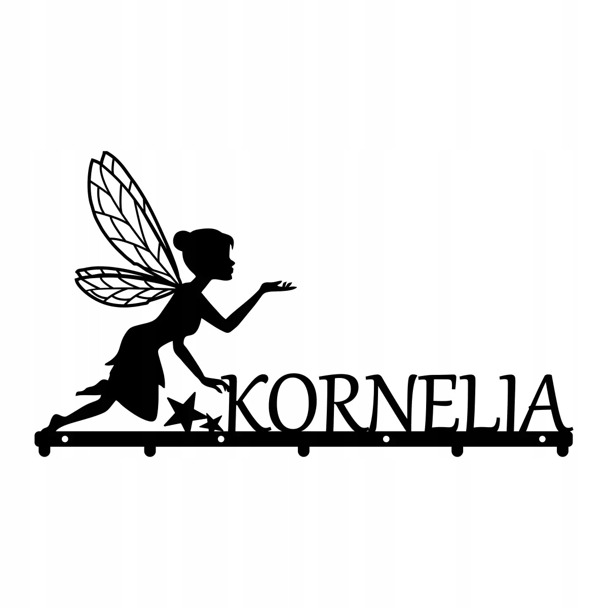 Nástěnný Věšák Na Oblečení 60 cm Pevný Víla Personalizace Jméno Nápis