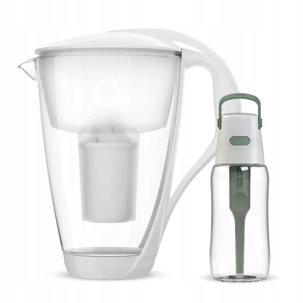 Szklany Dzbanek Dafi Crystal Biały Classic z Zieloną Butelką Solid 0,5