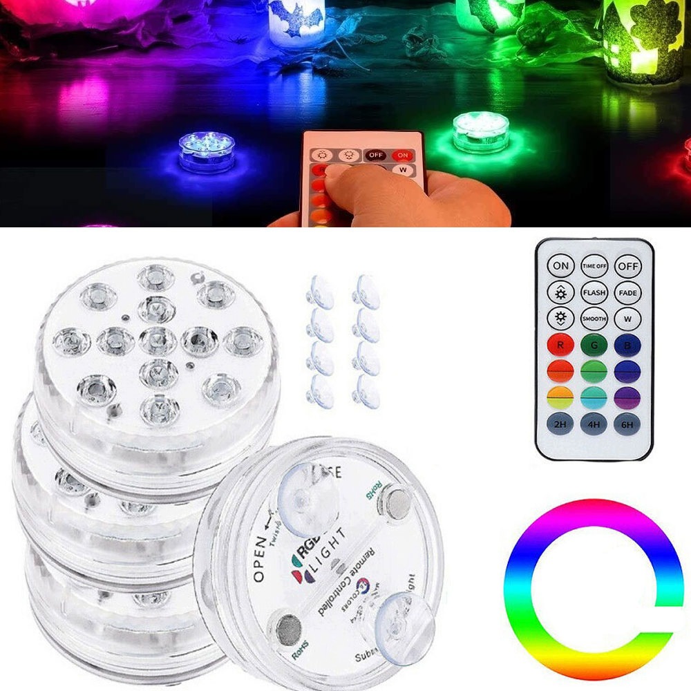 4ks Lampička Do Bazénu Podvodní Led Osvětlení Voděodolná S Dálkovým Ovládáním