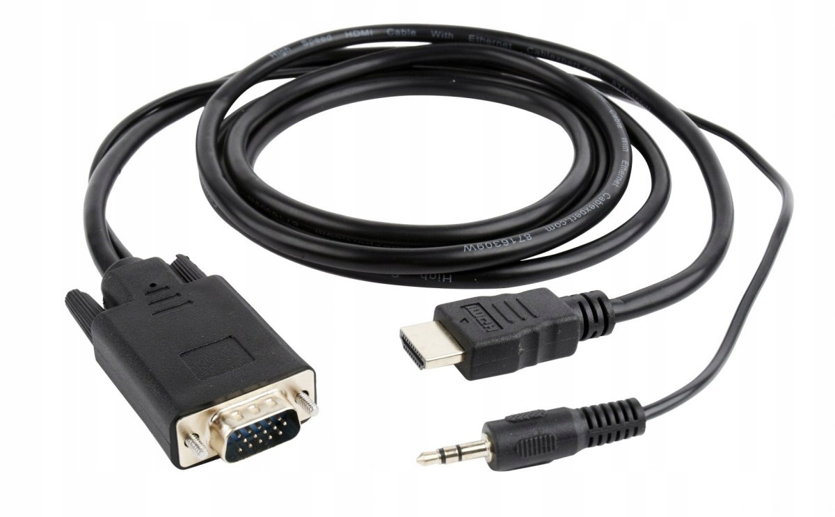 Konwerter Adapter kabel HDMI do VGA 3m z mini Jack