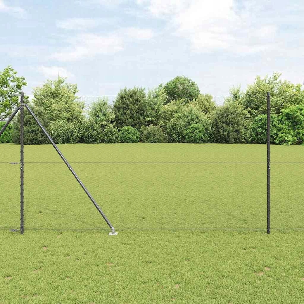 Oplocení se sloupky Šedý 1.5 x 25 m Ocel potažená Pvc