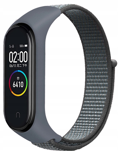 PASEK DO XIAOMI MI BAND 3/4/5/6/7 OPASKA NYLONOWA DO SMARTBAND - SZARY