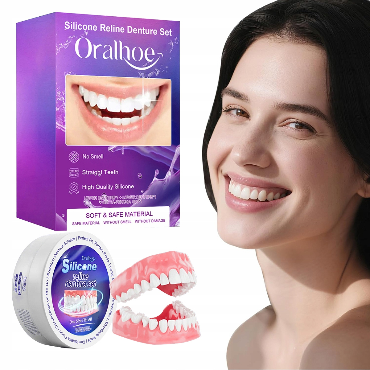 Zestaw Protez Silikonowych Tymczasowe Sztuczne Zęby Ortodontyczne