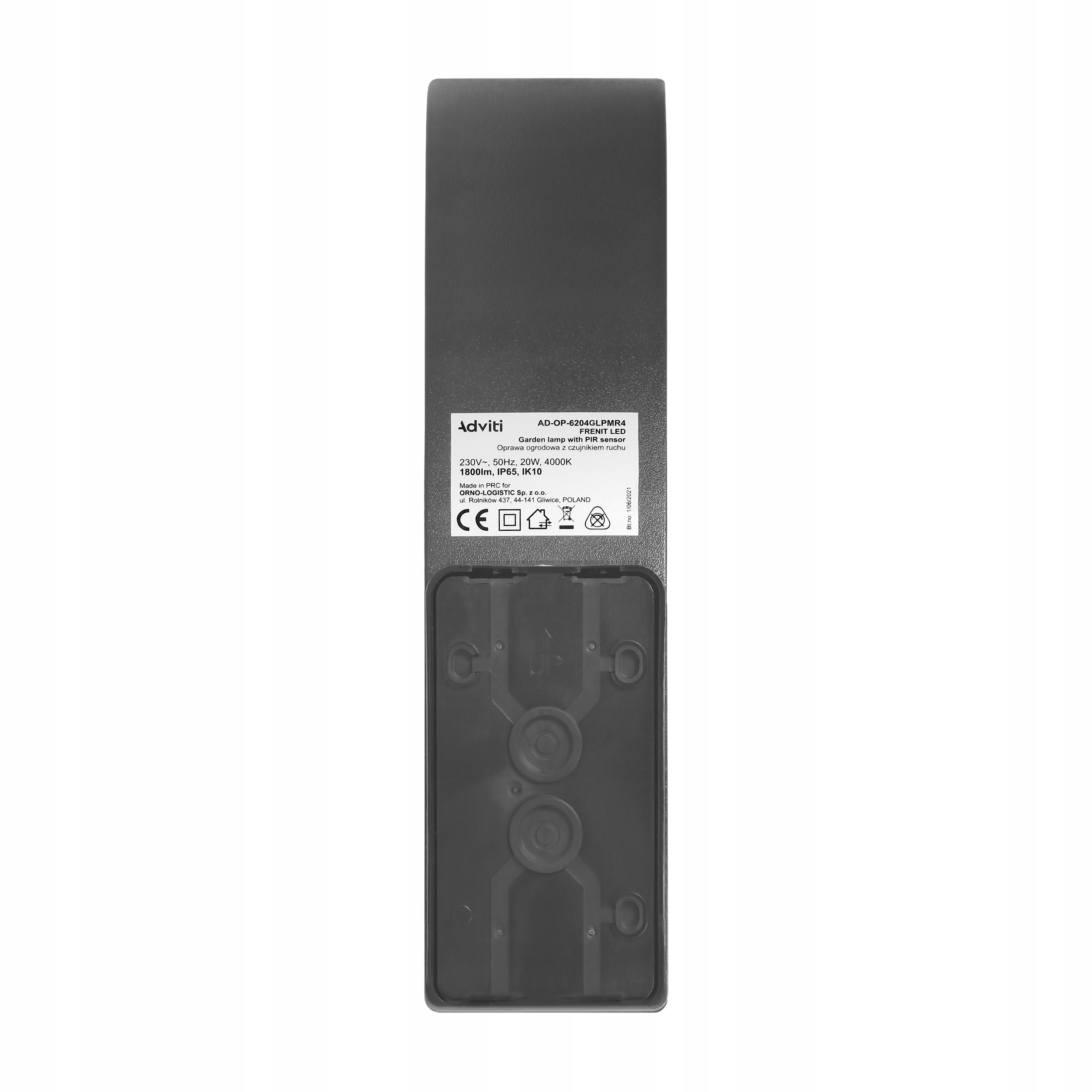 LAMPA ZEWNĘTRZNA ELEWACYJNA Z CZUJNIKIEM RUCHU 20W Kolor szary