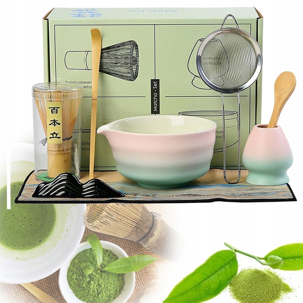 Sada Obřadů Matcha, Šlehací Metla Matcha, Miska Matcha, Bambusová Plec