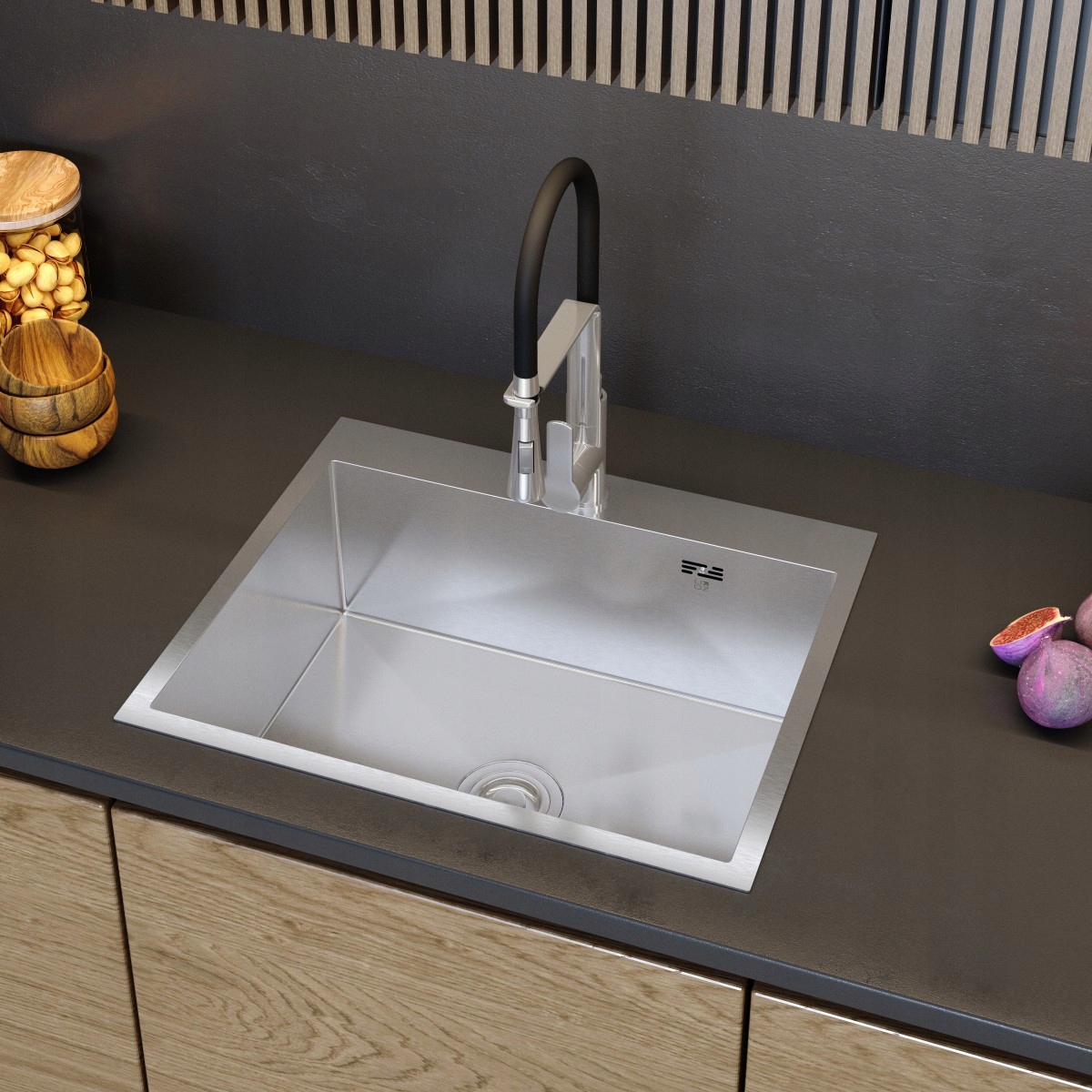 ZLEWOZMYWAK ZLEW STALOWY JEDNOKOMOROWY STAL NIERDZEWNA CHROM 60x50 + SYFON Marka Granitan