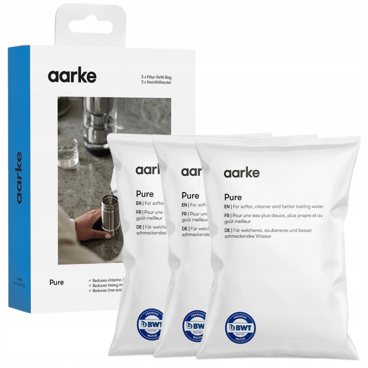 Granulki filtrujące do dzbanka Aarke, 3 saszetki, Pure Clean Taste