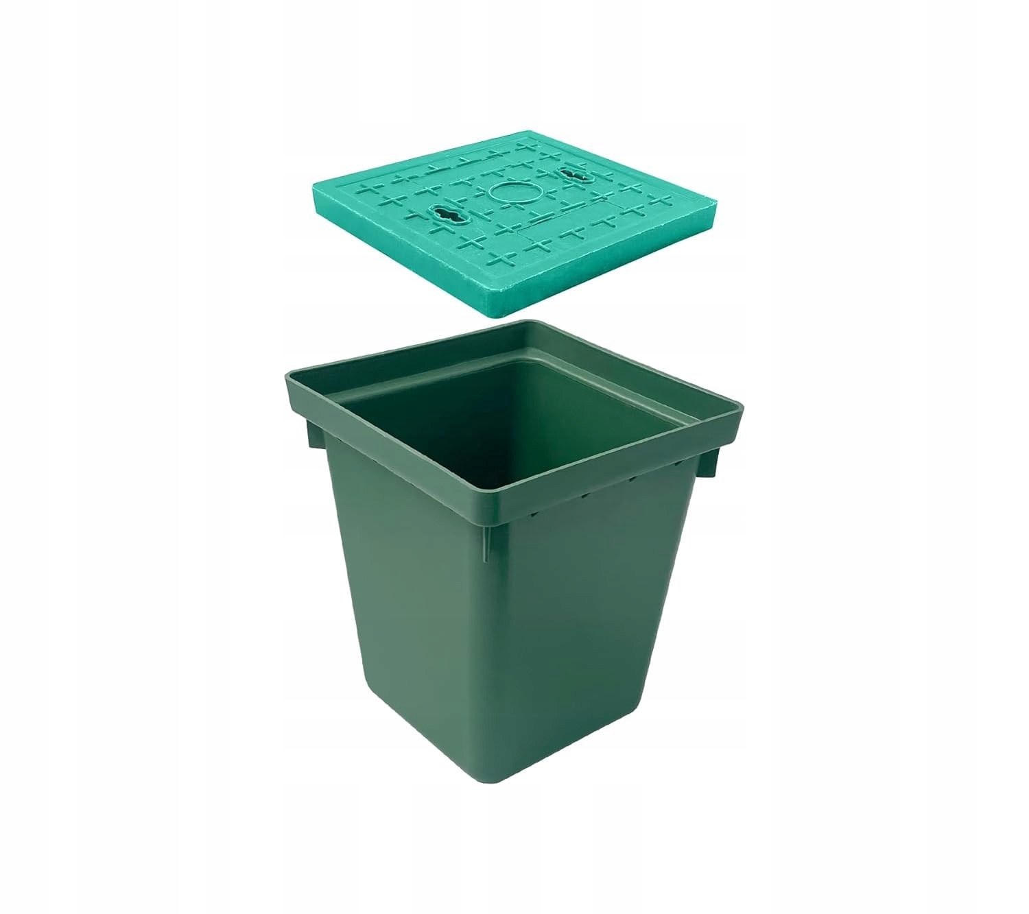 Káblová zásuvka Hdpe 330x330x360 mm, zelená, štvorcová, zberná krabica