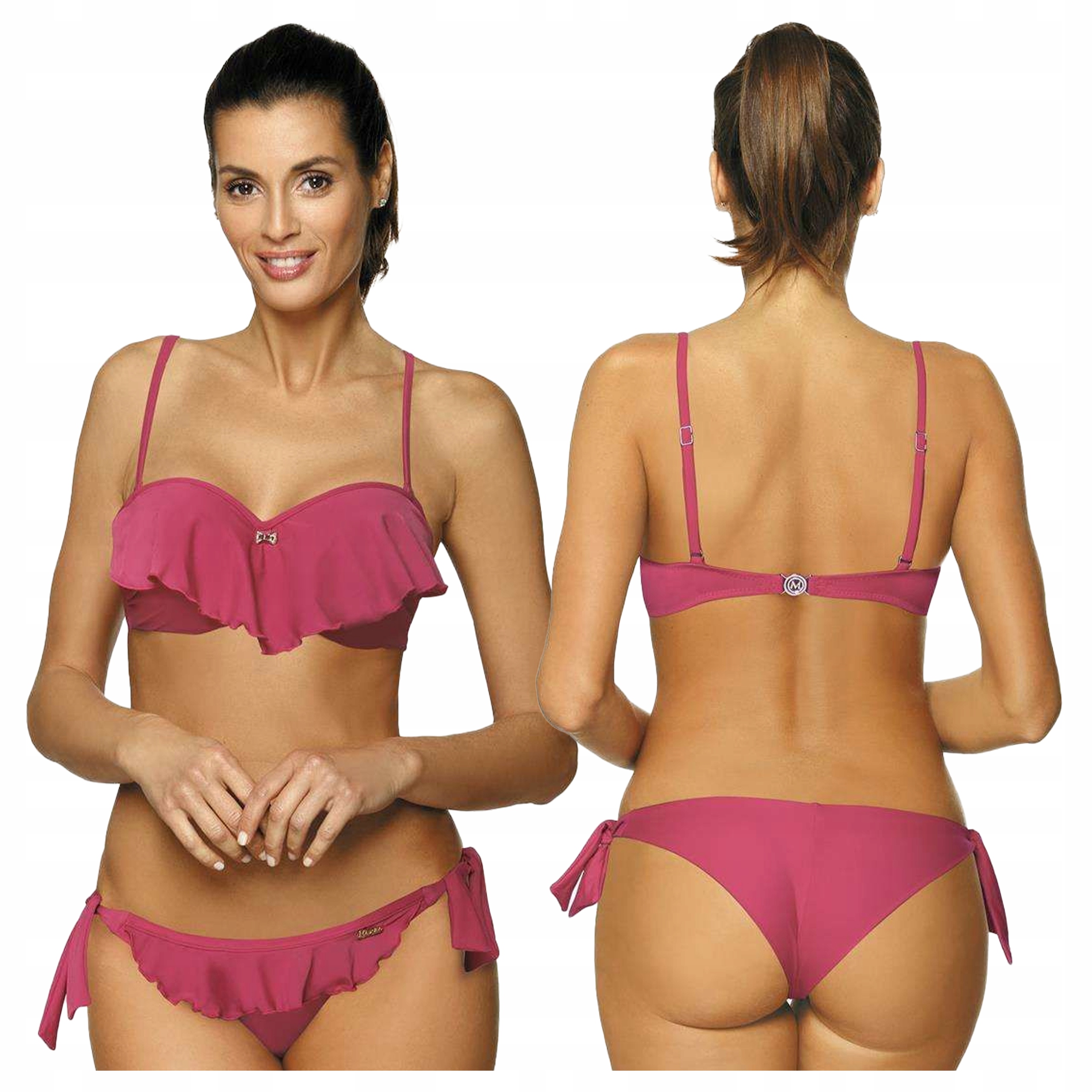 Smyslný push-up plavkový kostým s vlnkou Meredith M-467, tmavě růžová L