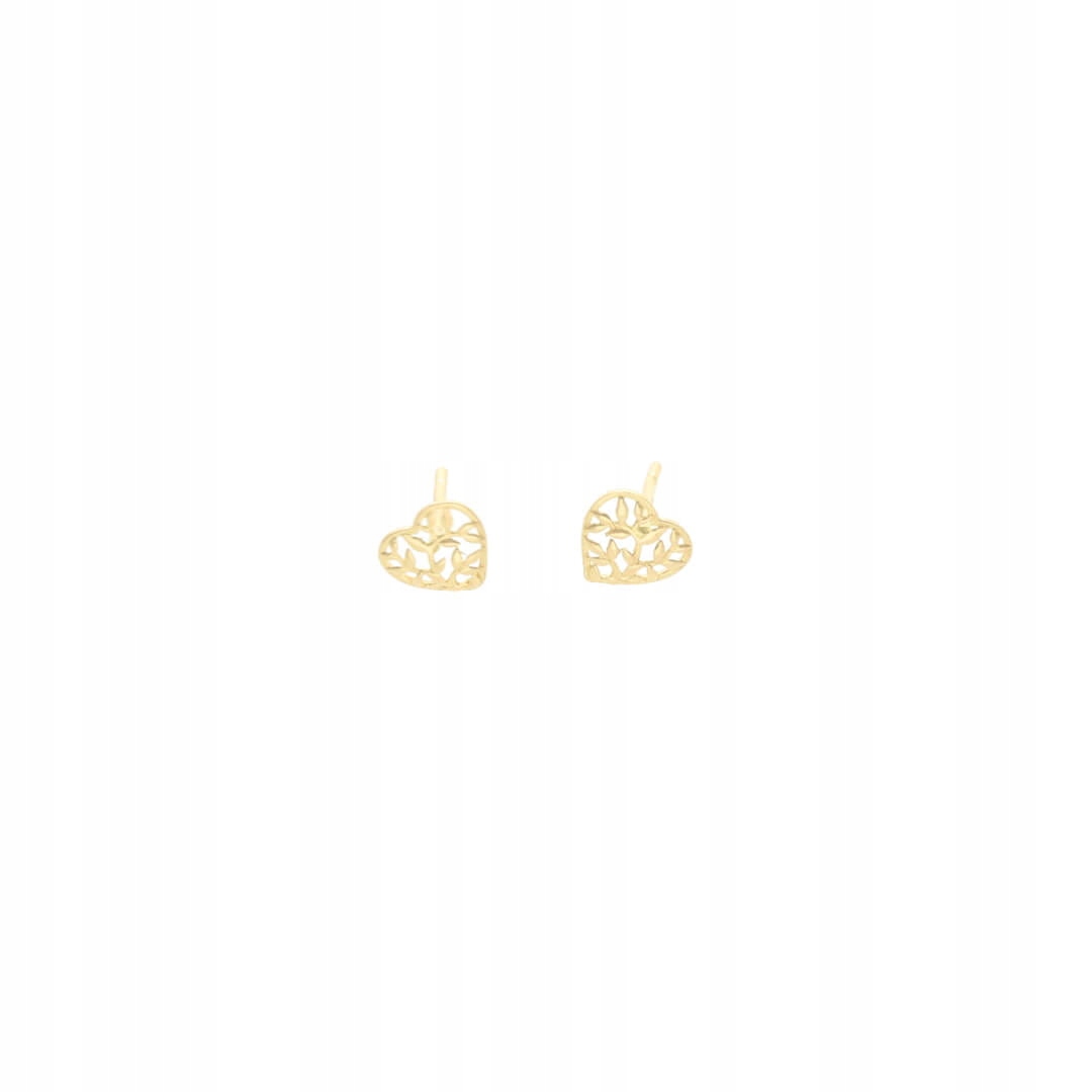 Náušnice s ažurovými srdíčky zlaté 585