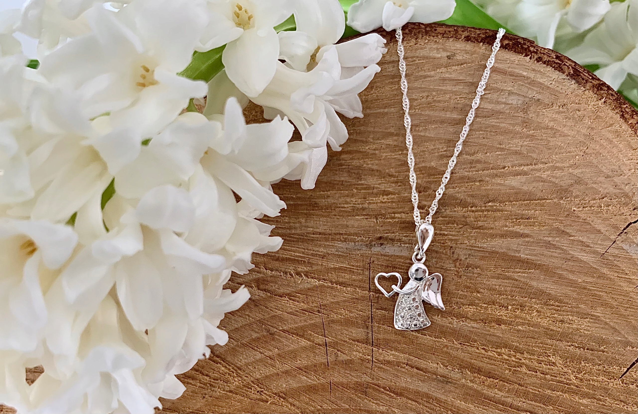 SREBRNY ŁAŃCUSZEK KOMUNIJNY I MEDALIK ANIOŁEK NA PREZENT DLA DZIEWCZYNKI Kod producenta 44B9-711D9