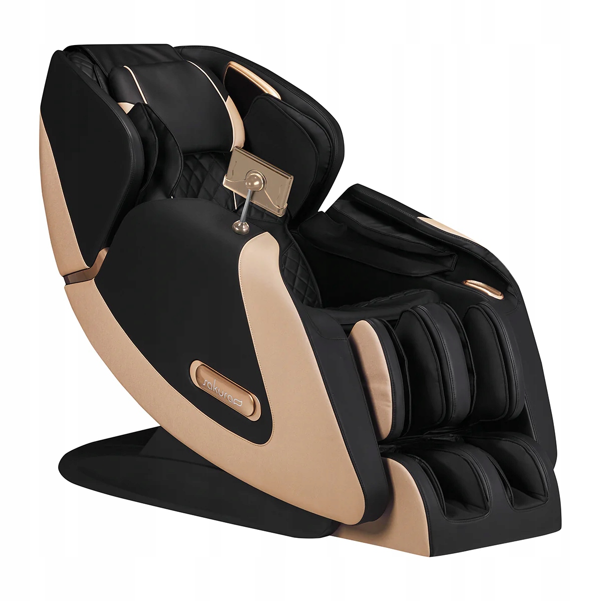 Fotel Masujący Z Funkcją Masażu Masażer 3D Luxury Czarno Beżowy Sakura 808