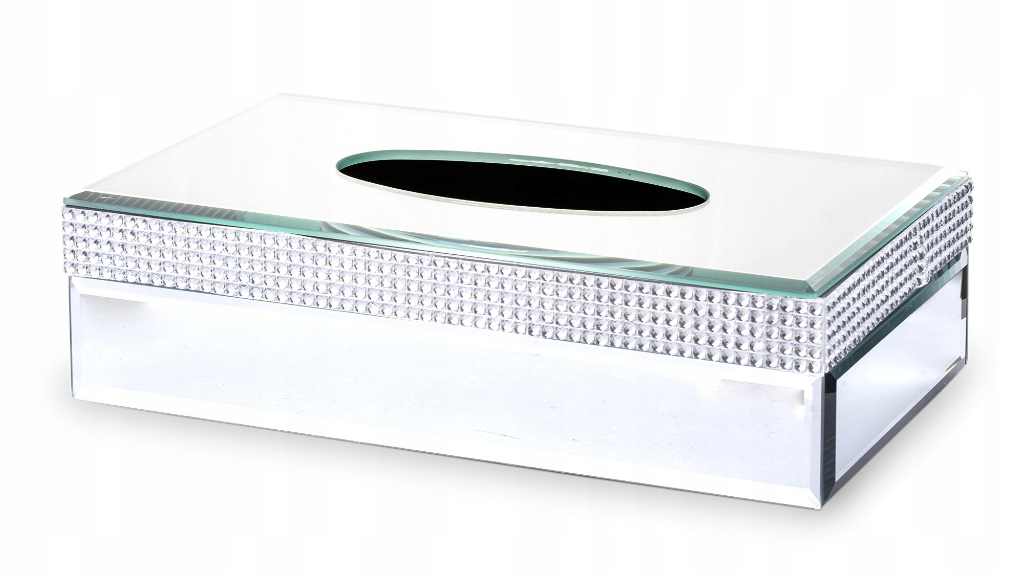 Pudełko na chusteczki srebrne glamour kryształki