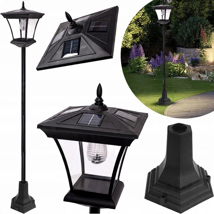 

Lampa Solarna Ogrodowa Czarna Latarnia Duża 168CM