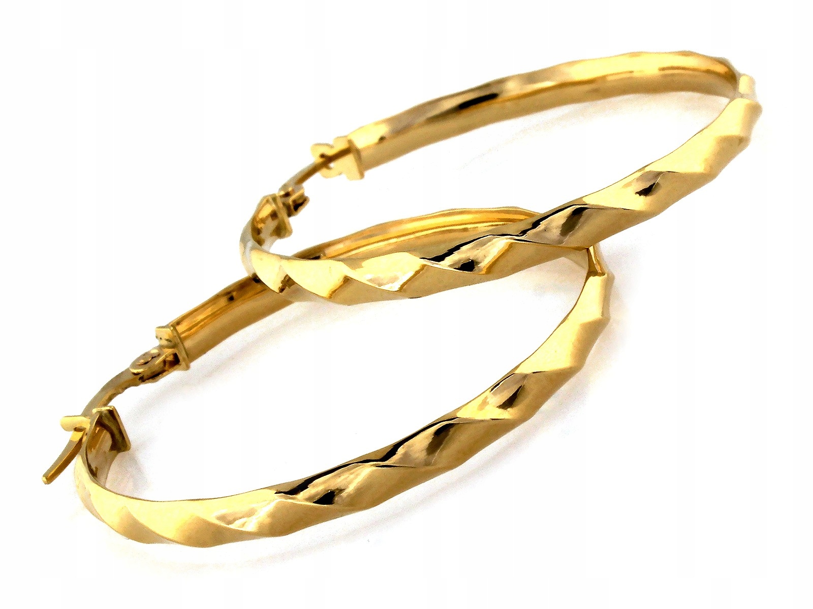 Zlaté Náušnice 585 kolečka zdobené 36 mm, průměr ideální jako dárek