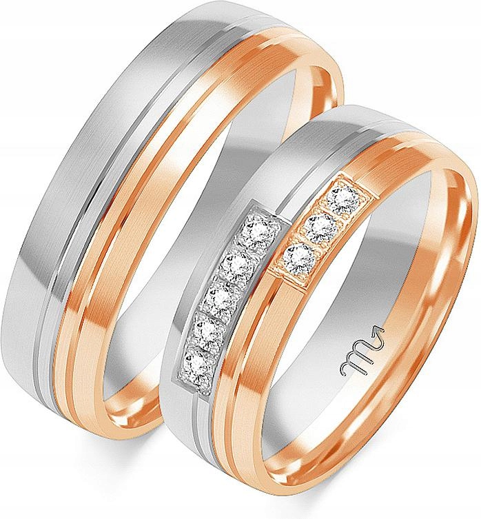 Růžově zlaté moderní snubní prsteny 585 velikost 11 12 13 elegantní kolekce gravírování