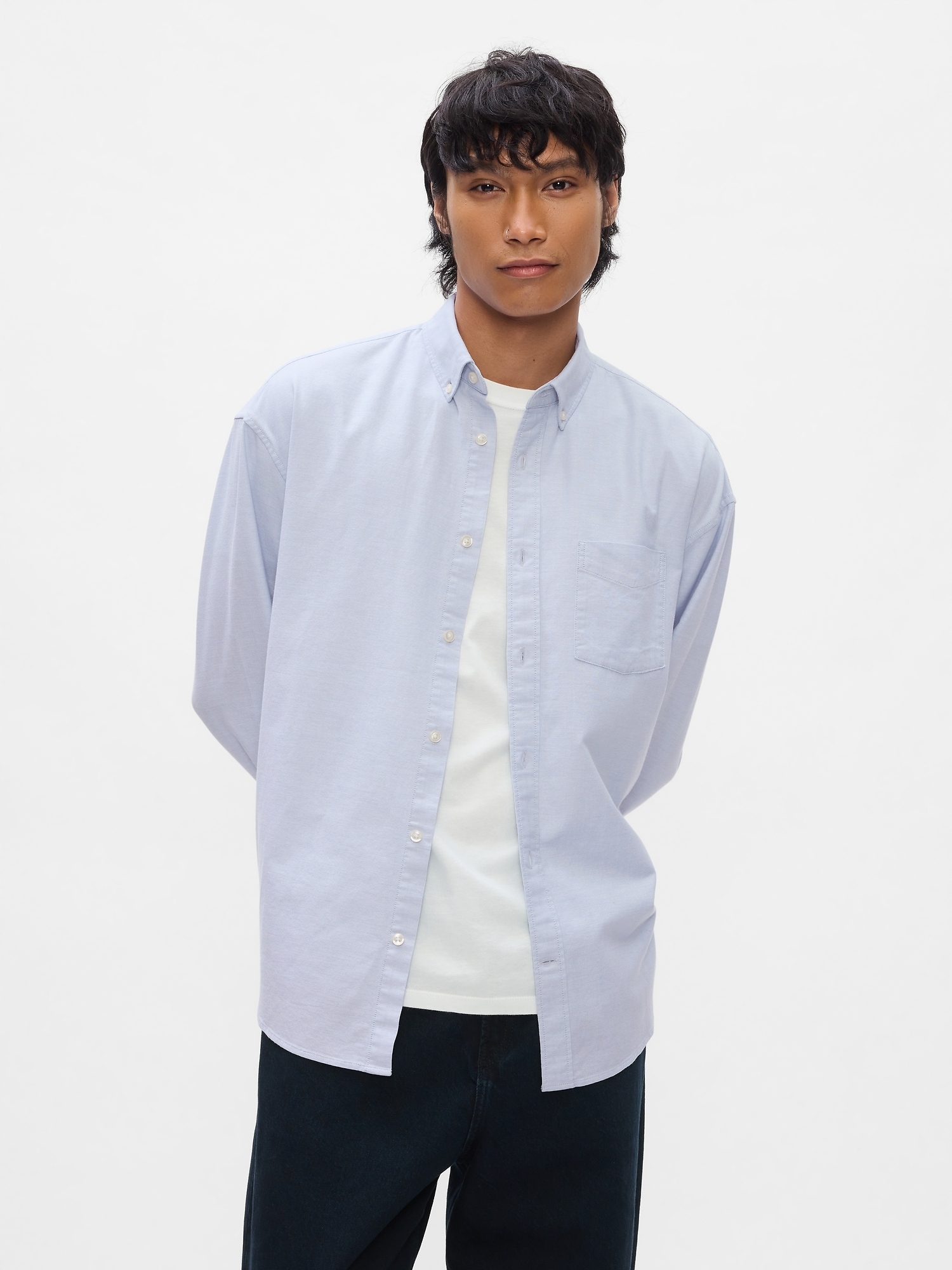 Gap Oversize košile Oxford Big Shirt modrá