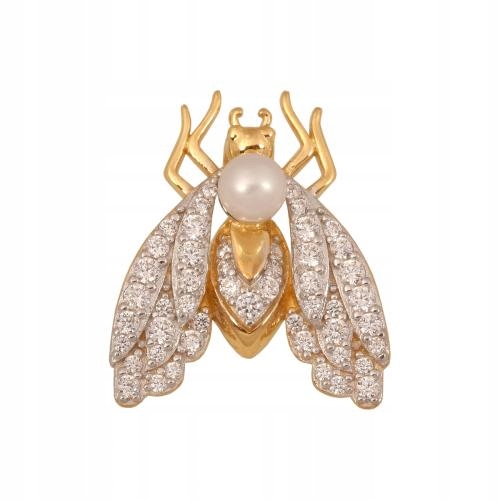 Dámský Zlatý Přívěsek 585 ve tvaru mouchy s bílými kameny