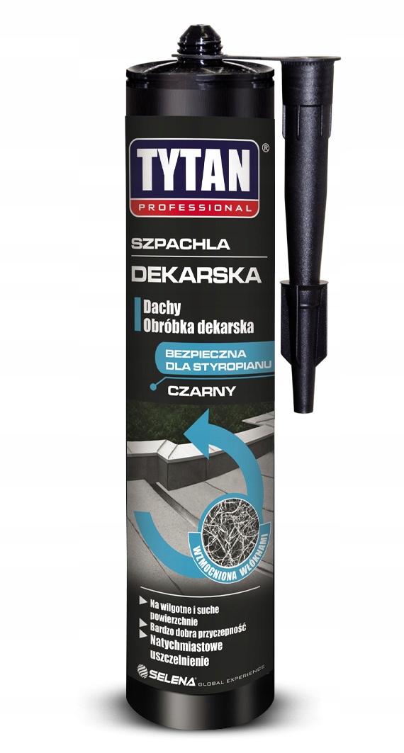 Szpachla dekarska TYTAN 310 ml - czarny - elastyczny uszczelniacz na dach