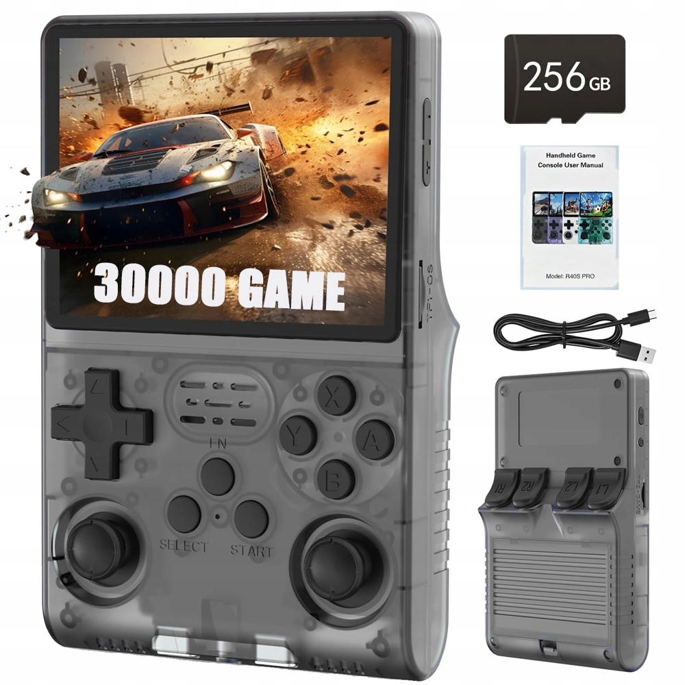 R40S Konsola Retro 30000 Gier Mini Przenośna Konsola Do Gier 256GB Czarny