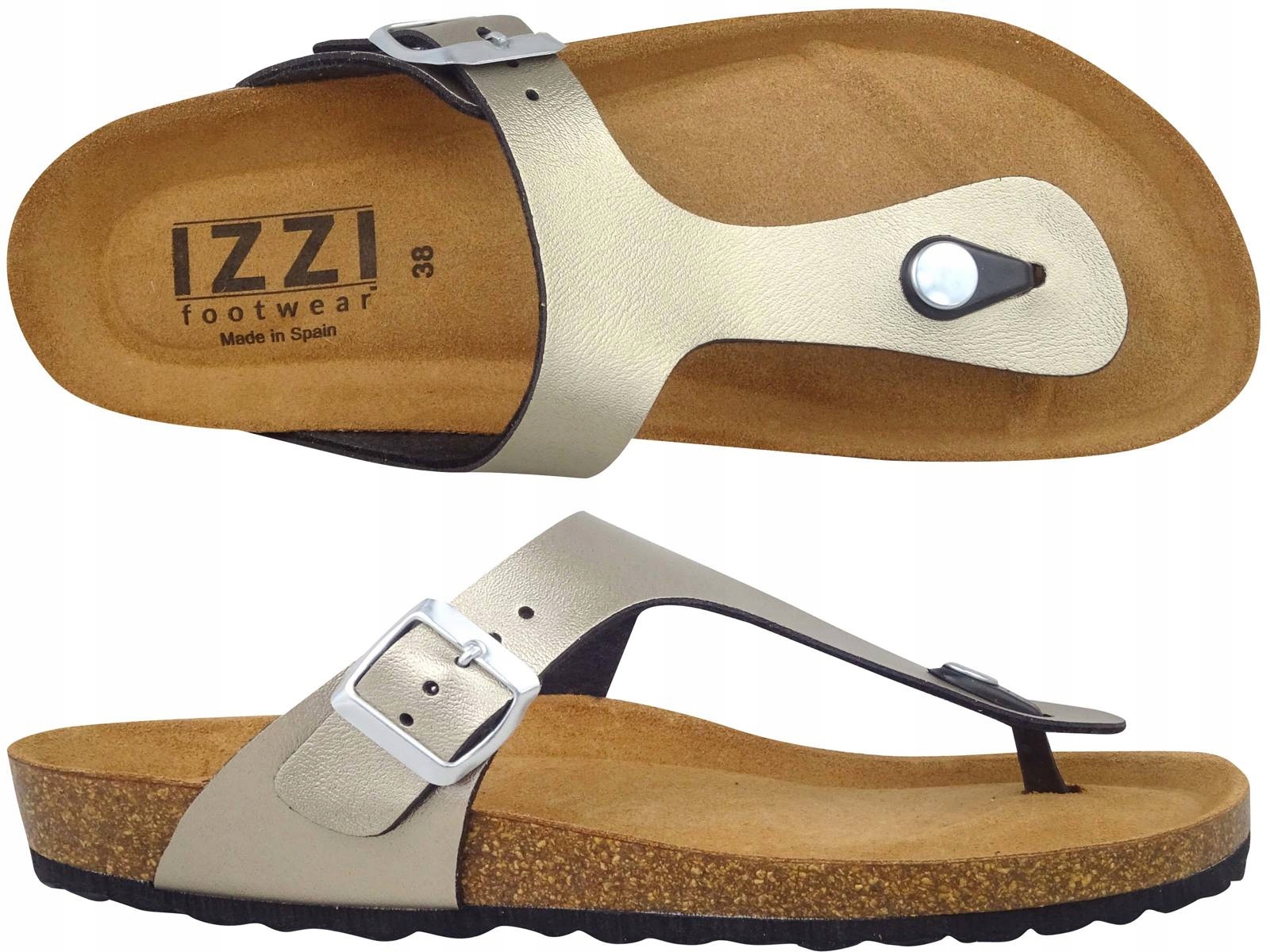 

Izzi Japonki Klapki Buty Korkowe Damskie Złote