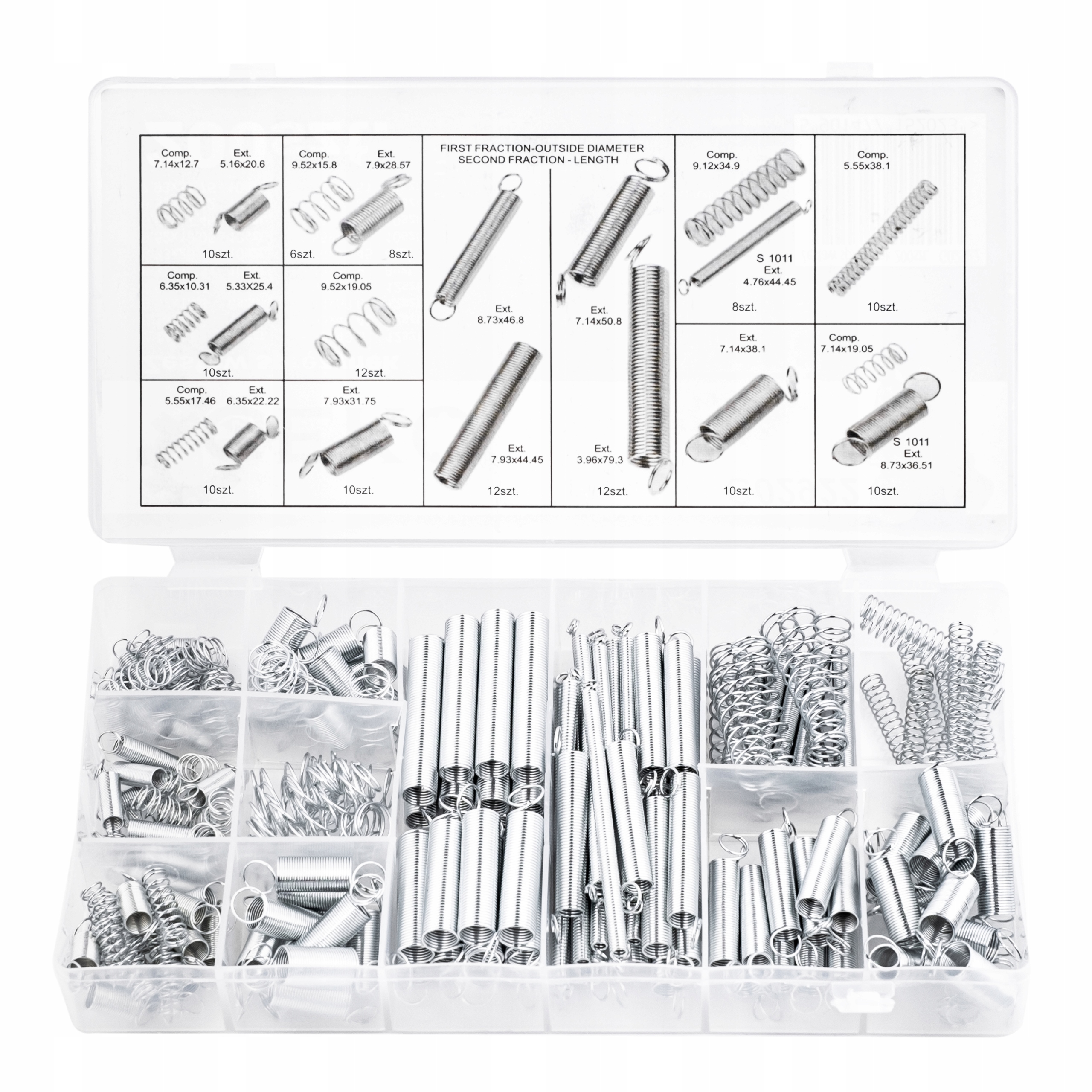 ZESTAW SPRĘŻYNEK STALOWYCH SPRĘŻYNKI RÓŻNE 200 SZT MIX ROZMIARY