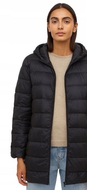 Marks And Spencer Černá Prošívaná Bunda S Kapucí Zimní 52 Kwi